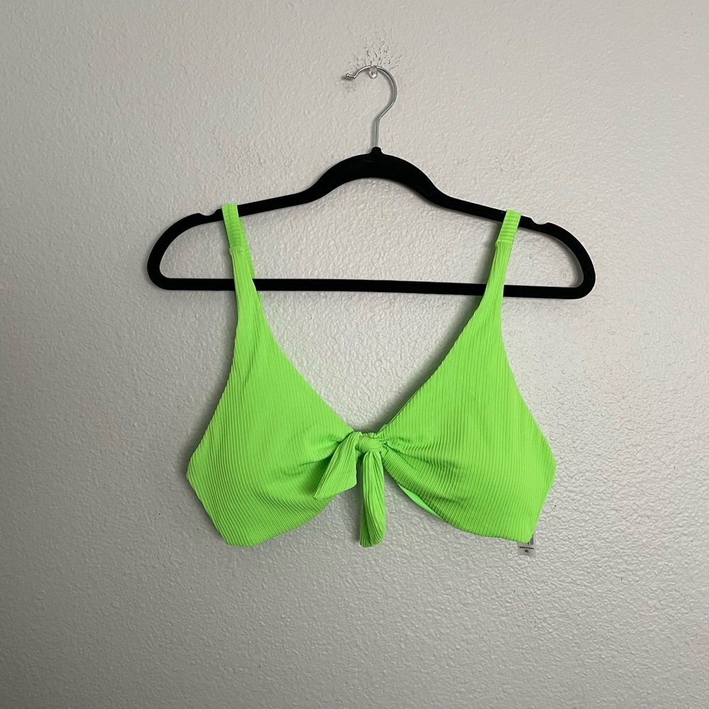 Neon green front tie bikini top